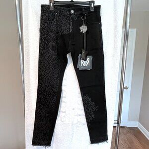Marcell Von Berlin, Skinny Jean, Black, Leopard Print, Metal Keychain, 33 US NWT